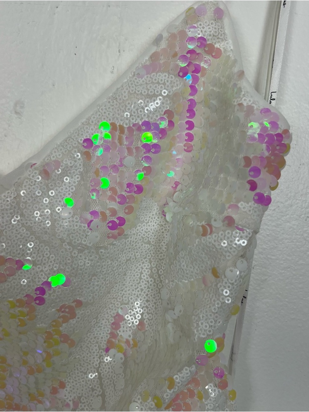 NWT Lulu's Sequin Mini Dress Backless Strappy Party Iridescent White Size Small - Picture 5 of 10